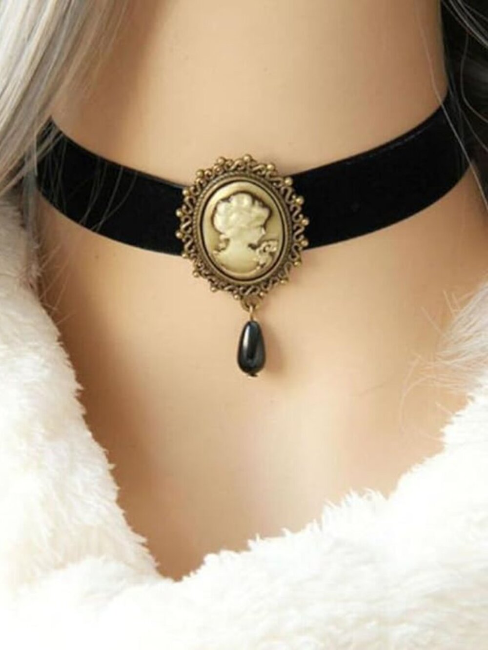Victorian Cameo Velvet Choker Necklace